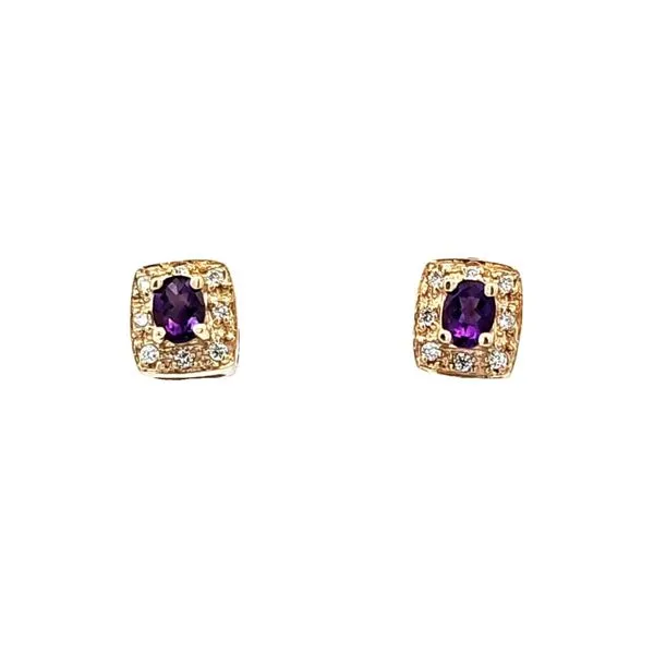 Yellow Gold Amethyst & Diamond Earrings Mark Jewellers La Crosse, WI