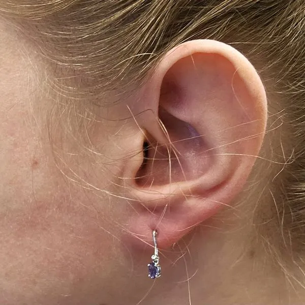 White Gold Created Alexandrite Drop Earrings Image 3 Mark Jewellers La Crosse, WI