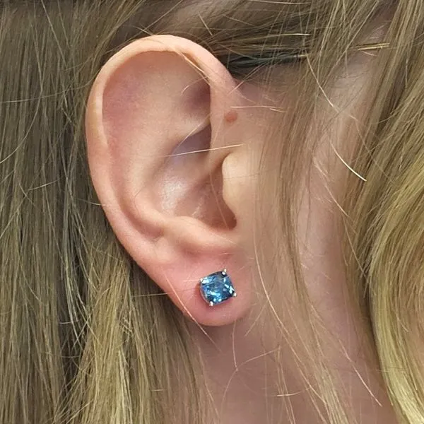 White Gold London Blue Topaz Earrings Image 2 Mark Jewellers La Crosse, WI