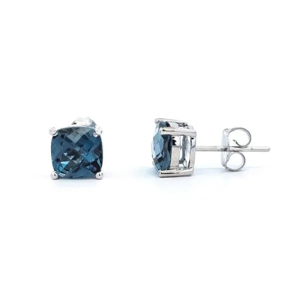 White Gold London Blue Topaz Earrings Mark Jewellers La Crosse, WI