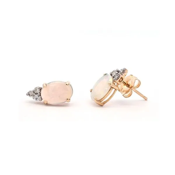 Yellow Gold Opal & Diamond Stud Earrings Mark Jewellers La Crosse, WI