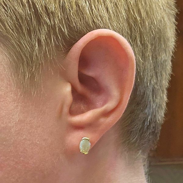 Yellow Gold Opal Stud Earrings Image 3 Mark Jewellers La Crosse, WI