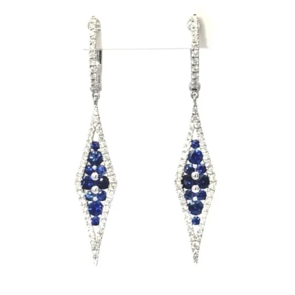 White Gold Sapphire & Diamond Drop Earrings Mark Jewellers La Crosse, WI