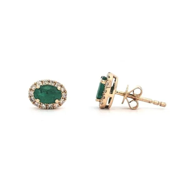 Yellow Gold Emerald & Diamond Stud Earrings Mark Jewellers La Crosse, WI