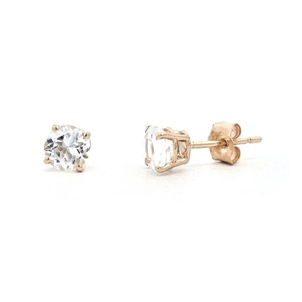 Yellow Gold White Topaz Earrings Mark Jewellers La Crosse, WI
