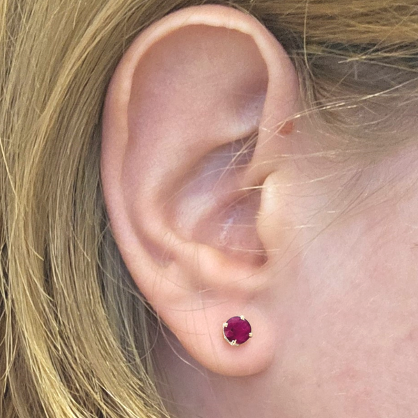 Yellow Gold Ruby Earrings Image 2 Mark Jewellers La Crosse, WI