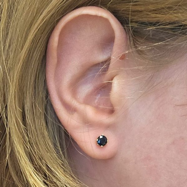 Yellow Gold Blue Sapphire Earrings Image 2 Mark Jewellers La Crosse, WI