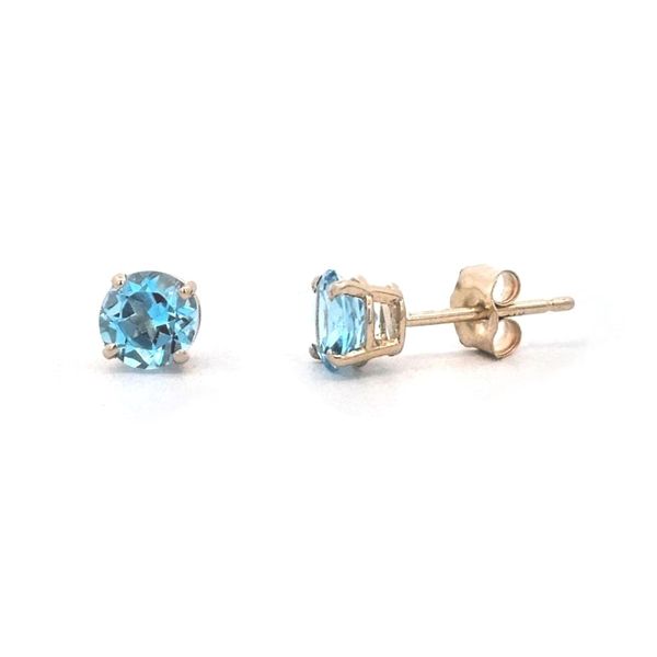 Yellow Gold Blue Topaz Earrings Mark Jewellers La Crosse, WI