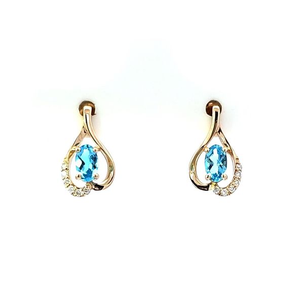 Yellow Gold Blue Topaz & Diamond Earrings Mark Jewellers La Crosse, WI