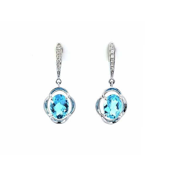White Gold Blue Topaz Drop Earrings Mark Jewellers La Crosse, WI