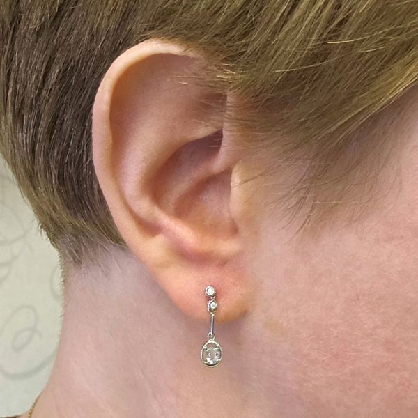 White Gold Aquamarine & Diamond Drop Earrings Image 3 Mark Jewellers La Crosse, WI