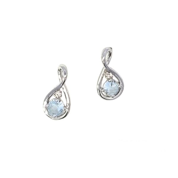 Sterling Aquamarine & White Zircon Earrings Mark Jewellers La Crosse, WI