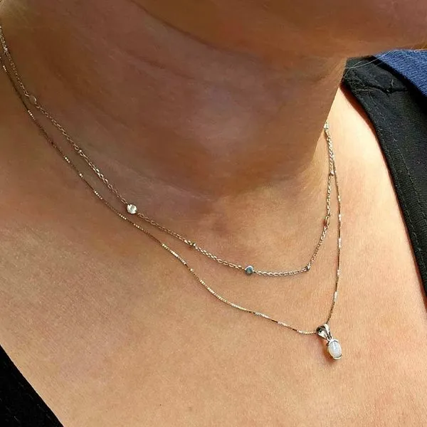 White Gold Opal Pendant Image 3 Mark Jewellers La Crosse, WI