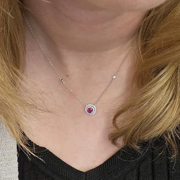 White Gold Ruby Necklace Image 3 Mark Jewellers La Crosse, WI
