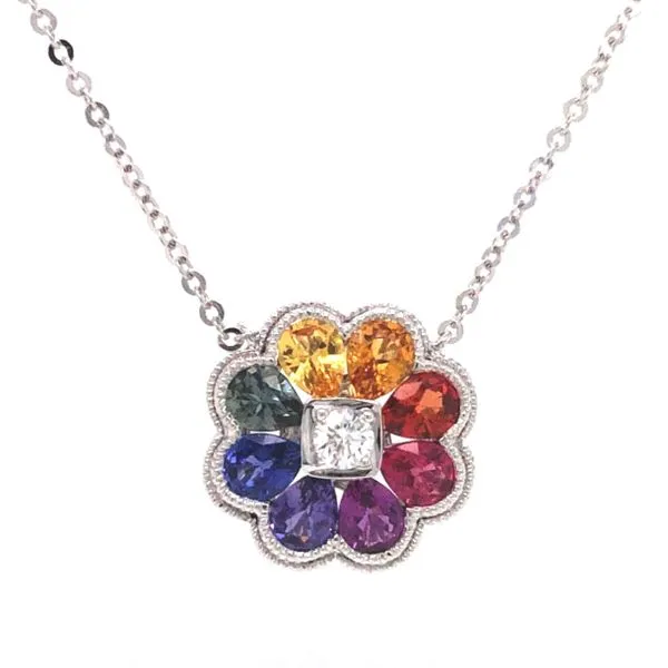 White Gold Multi-Color Sapphire Pendant Image 3 Mark Jewellers La Crosse, WI