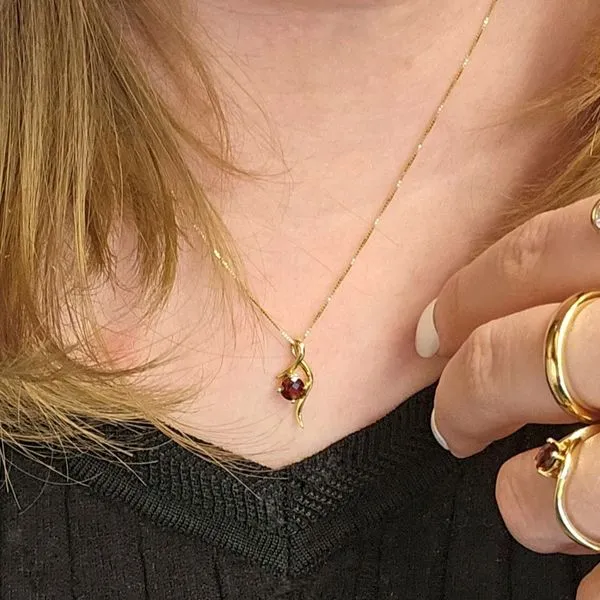 Yellow Gold Garnet Pendant Image 3 Mark Jewellers La Crosse, WI