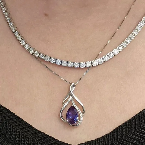 White Gold Created Alexandrite Pendant Image 3 Mark Jewellers La Crosse, WI
