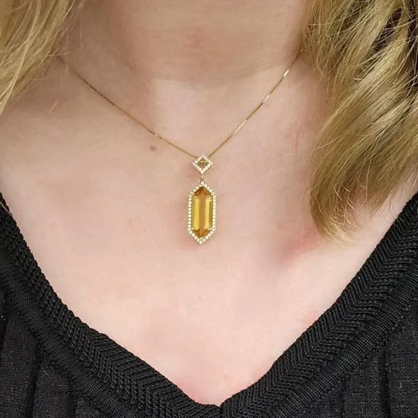 Yellow Gold Citrine Pendant Image 3 Mark Jewellers La Crosse, WI