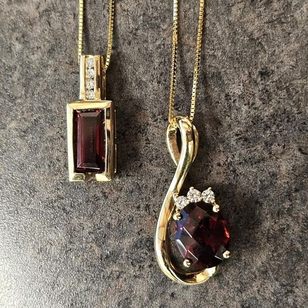 Yellow Gold Garnet Pendant Image 3 Mark Jewellers La Crosse, WI