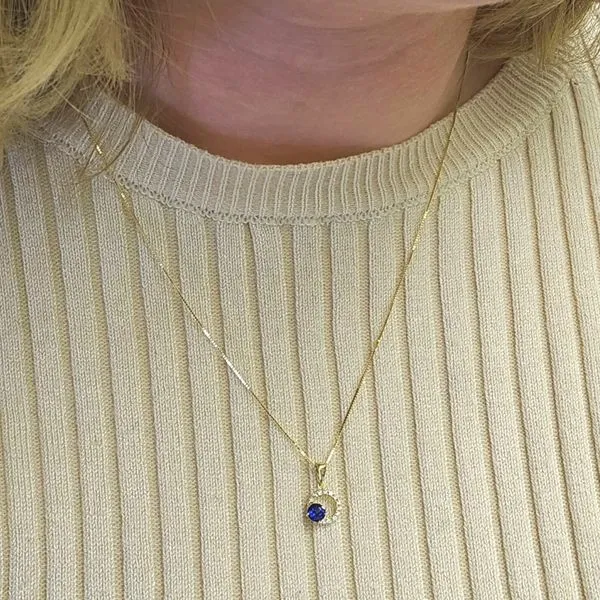 Yellow Gold Sapphire & Diamond Pendant Image 3 Mark Jewellers La Crosse, WI