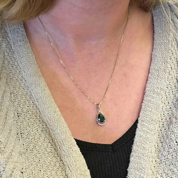 Sterling Created Emerald Pendant Image 3 Mark Jewellers La Crosse, WI