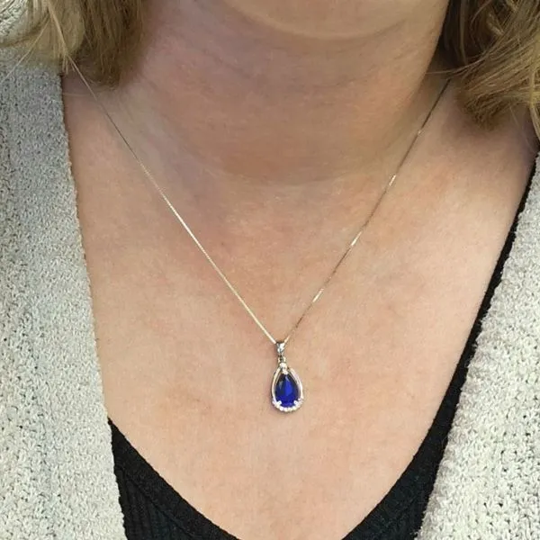 Sterling Created Sapphire Pendant Image 3 Mark Jewellers La Crosse, WI