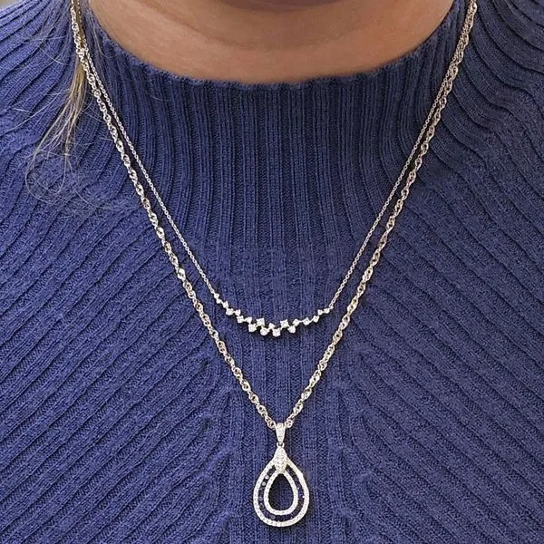 White Gold Sapphire & Diamond Pear Shaped Pendant Image 3 Mark Jewellers La Crosse, WI