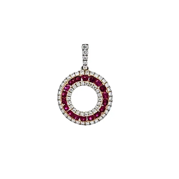 Yellow Gold Ruby & Diamond Circle Pendant Mark Jewellers La Crosse, WI