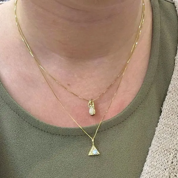Yellow Gold Opal & Diamond Pendant Image 3 Mark Jewellers La Crosse, WI