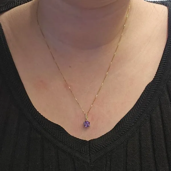 Yellow Gold Amethyst & Diamond Pendant Image 3 Mark Jewellers La Crosse, WI