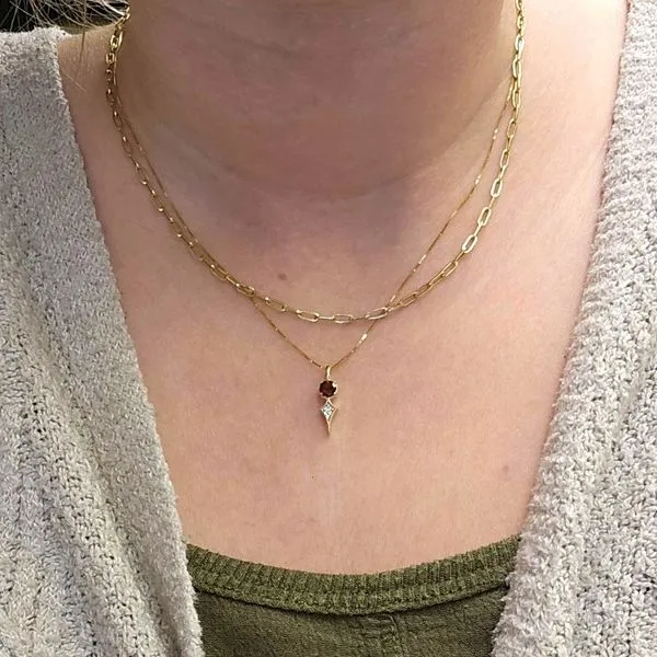 Yellow Gold Garnet & Diamond Pendant Image 3 Mark Jewellers La Crosse, WI