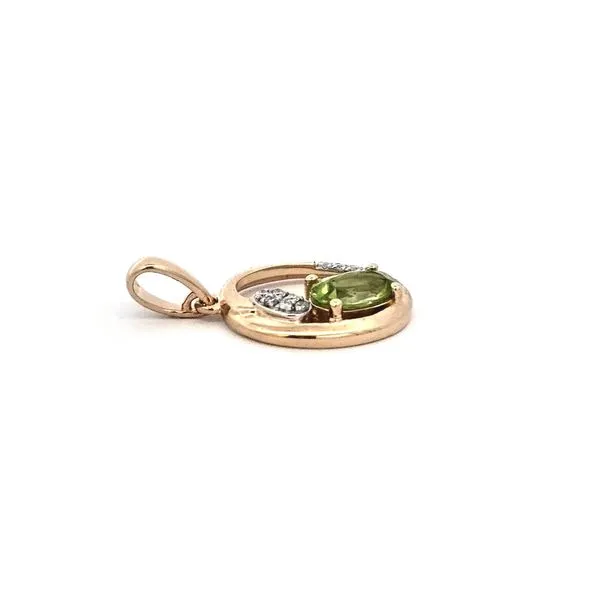 Yellow Gold Peridot & Diamond Pendant Image 2 Mark Jewellers La Crosse, WI