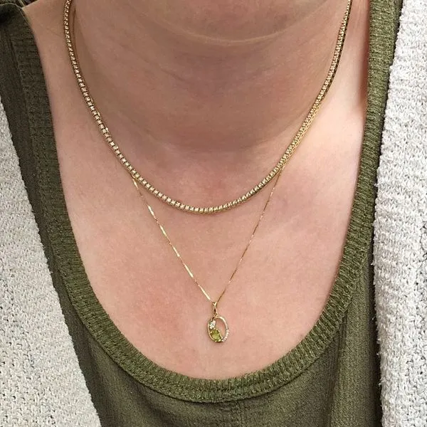 Yellow Gold Peridot & Diamond Pendant Image 3 Mark Jewellers La Crosse, WI