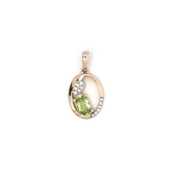 Yellow Gold Peridot & Diamond Pendant Mark Jewellers La Crosse, WI