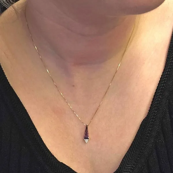 Yellow Gold Amethyst & Diamond Pendant Image 3 Mark Jewellers La Crosse, WI
