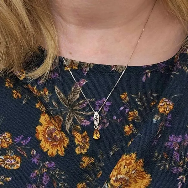White Gold Diamond Citrine Pendant Image 2 Mark Jewellers La Crosse, WI