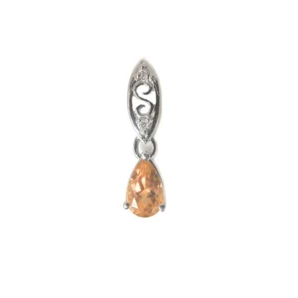 White Gold Diamond Citrine Pendant Mark Jewellers La Crosse, WI
