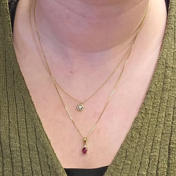 Yellow Gold Ruby & Diamond Pendant Image 3 Mark Jewellers La Crosse, WI