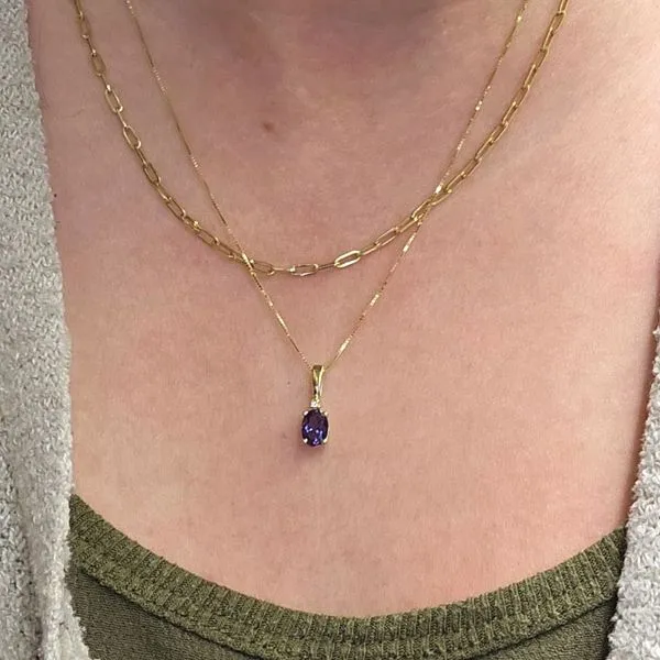 Yellow Gold Lab Created Alexandrite Pendant Image 3 Mark Jewellers La Crosse, WI
