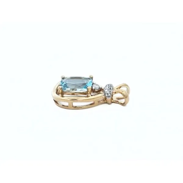 Yellow Gold Aquamarine & Diamond Pendant Image 2 Mark Jewellers La Crosse, WI