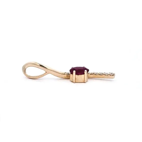 Yellow Gold Ruby & Diamond Pendant Image 2 Mark Jewellers La Crosse, WI