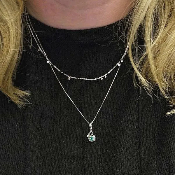 White Gold Emerald & Diamond Pendant Image 3 Mark Jewellers La Crosse, WI