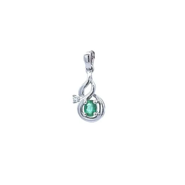 White Gold Emerald & Diamond Pendant Mark Jewellers La Crosse, WI