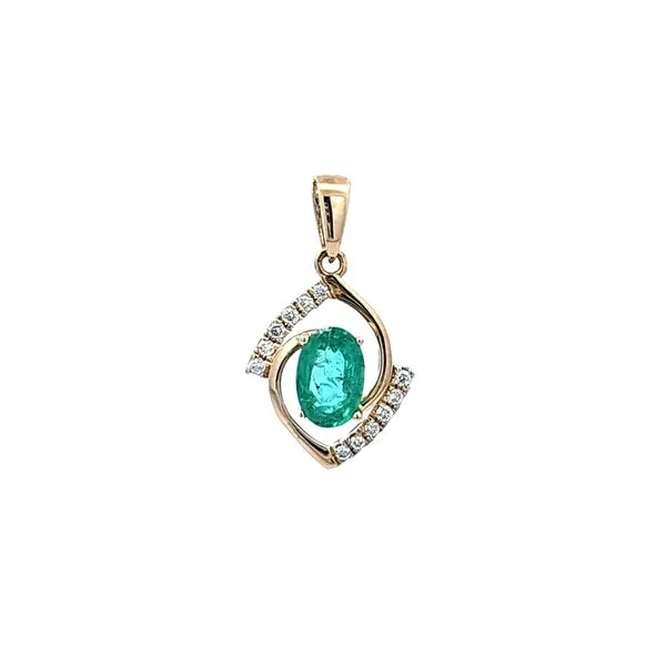Yellow Gold Emerald & Diamond Pendant Mark Jewellers La Crosse, WI