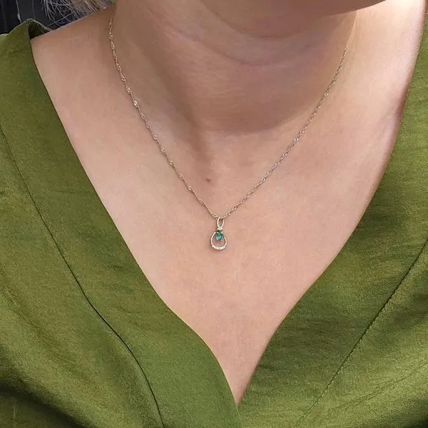 White Gold Emerald & Diamond Pendant Image 3 Mark Jewellers La Crosse, WI