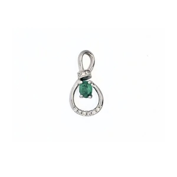 White Gold Emerald & Diamond Pendant Mark Jewellers La Crosse, WI