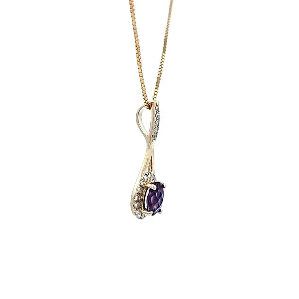 Yellow Gold Created Alexandrite & Diamond Pendant Image 3 Mark Jewellers La Crosse, WI
