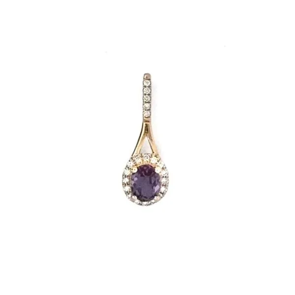 Yellow Gold Created Alexandrite & Diamond Pendant Mark Jewellers La Crosse, WI