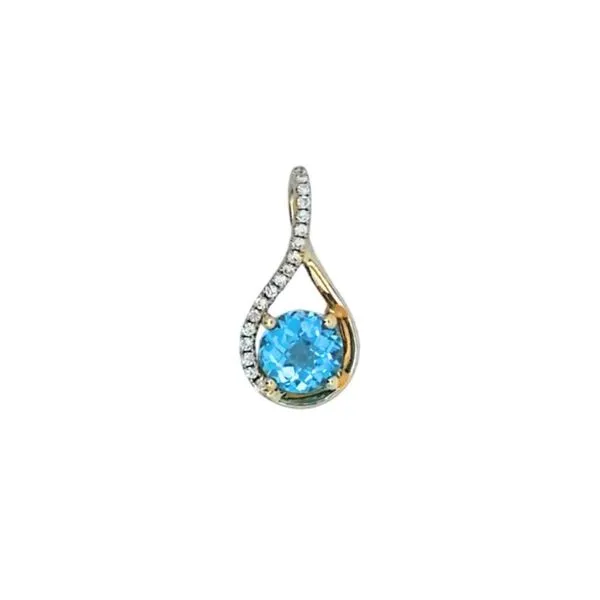 Yellow Gold Blue Topaz & Diamond Pendant Mark Jewellers La Crosse, WI