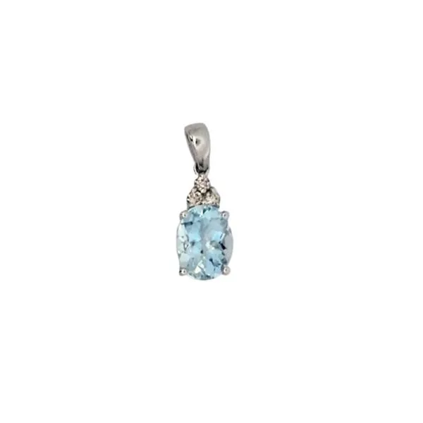 White Gold Aquamarine & Diamond Pendant Mark Jewellers La Crosse, WI